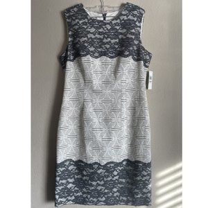 NWT - Maggy London Grey Lace Sheath Dress